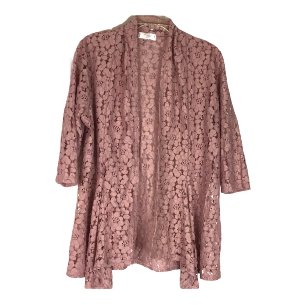 Rose Mauve Open front lace cardigan